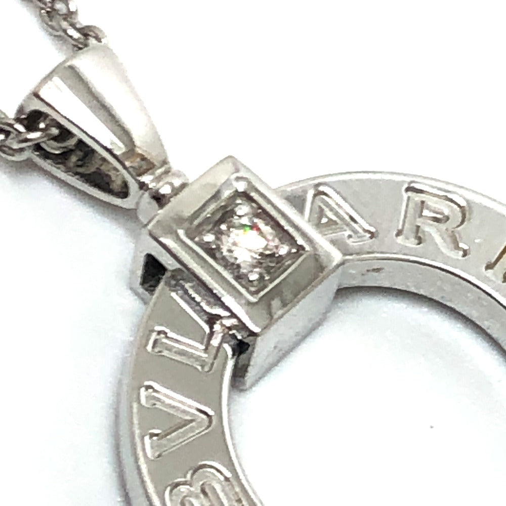 BVLGARI K18WG ダイヤ1P ブルガリ・ブルガリ アクセサリー サークルロゴ ネックレス K18WG レディース シルバー