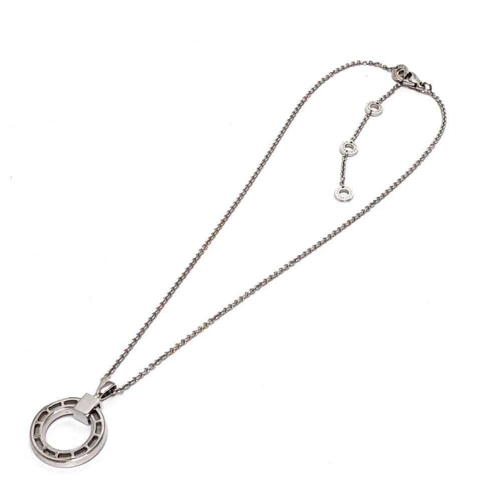 BVLGARI K18WG ダイヤ1P ブルガリ・ブルガリ アクセサリー サークルロゴ ネックレス K18WG レディース シルバー