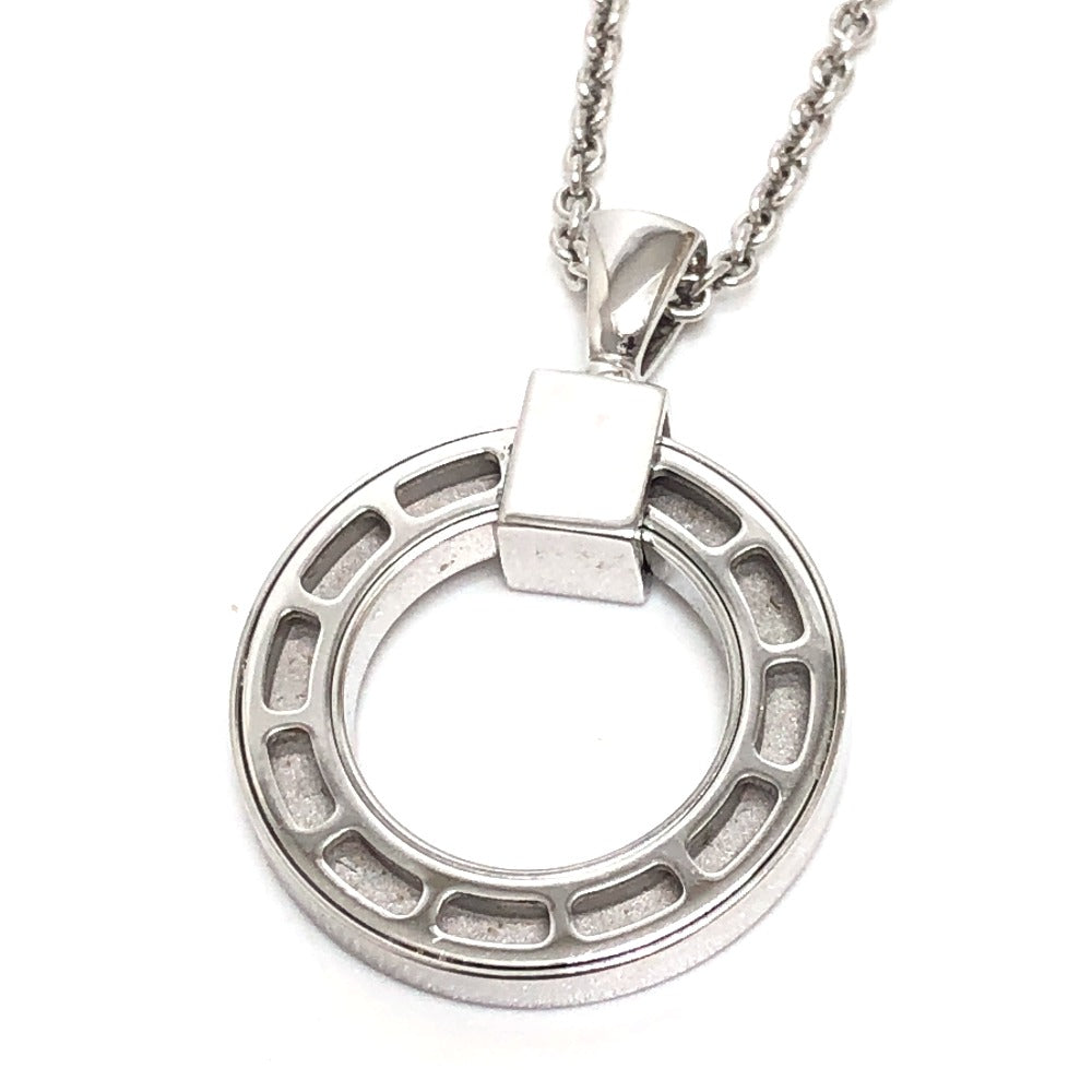 BVLGARI K18WG ダイヤ1P ブルガリ・ブルガリ アクセサリー サークルロゴ ネックレス K18WG レディース シルバー
