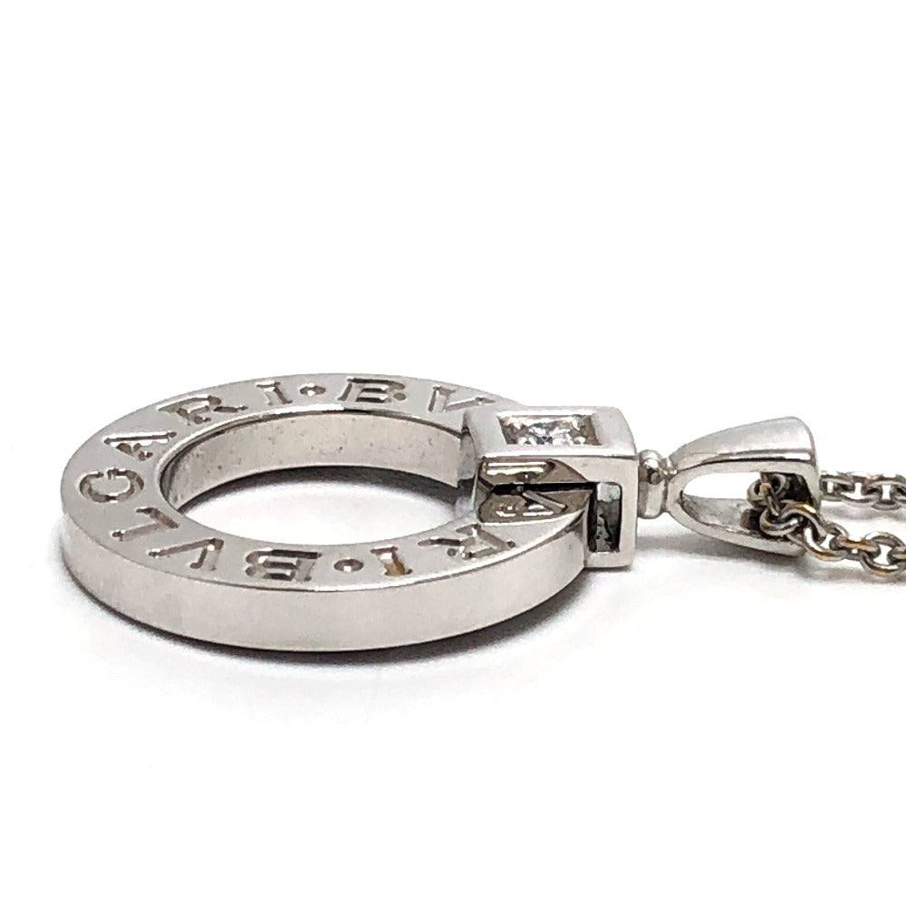 BVLGARI K18WG ダイヤ1P ブルガリ・ブルガリ アクセサリー サークルロゴ ネックレス K18WG レディース シルバー