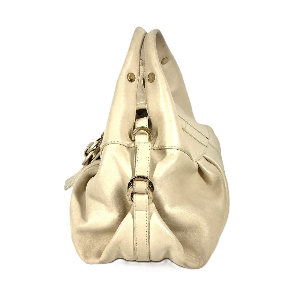 BVLGARI チャンドラ ロゴ カバン ハンドバッグ レザー レディース ベージュ - brandshop-reference