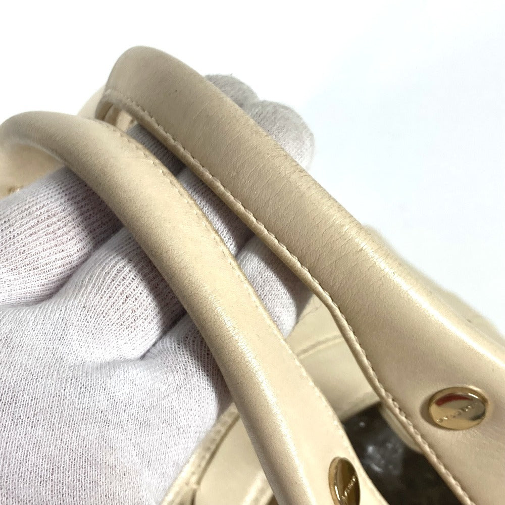 BVLGARI チャンドラ ロゴ カバン ハンドバッグ レザー レディース ベージュ - brandshop-reference