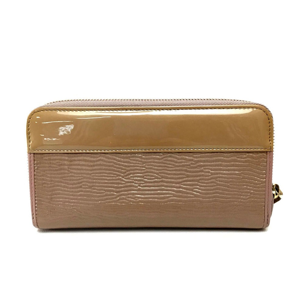 BVLGARI 34850 Isabella Rossellini Women's Long Zip-Around Wallet in Patent Leather, Clay Beige