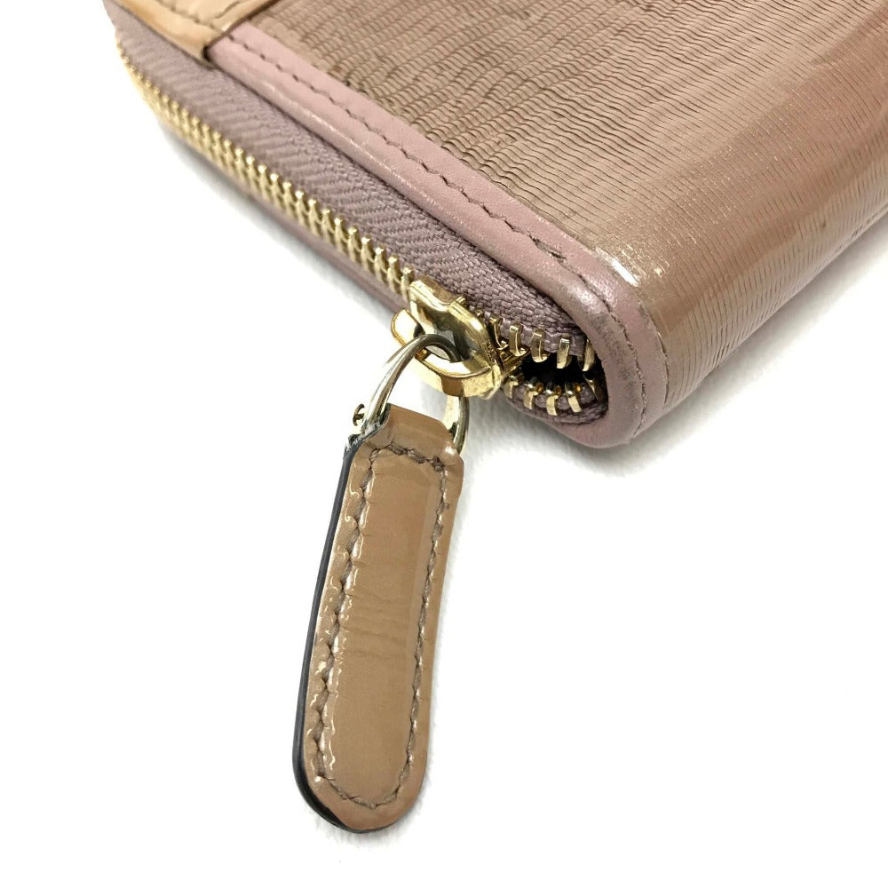 BVLGARI 34850 Isabella Rossellini Women's Long Zip-Around Wallet in Patent Leather, Clay Beige