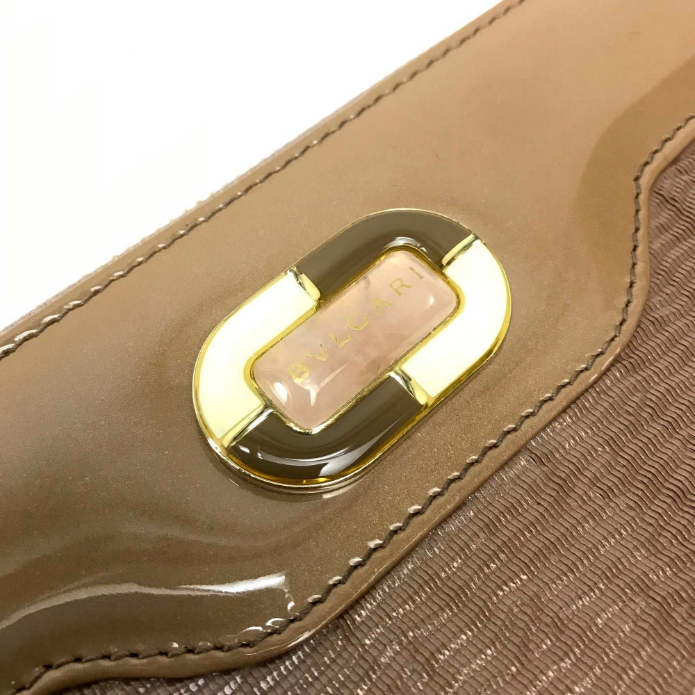 BVLGARI 34850 Isabella Rossellini Women's Long Zip-Around Wallet in Patent Leather, Clay Beige
