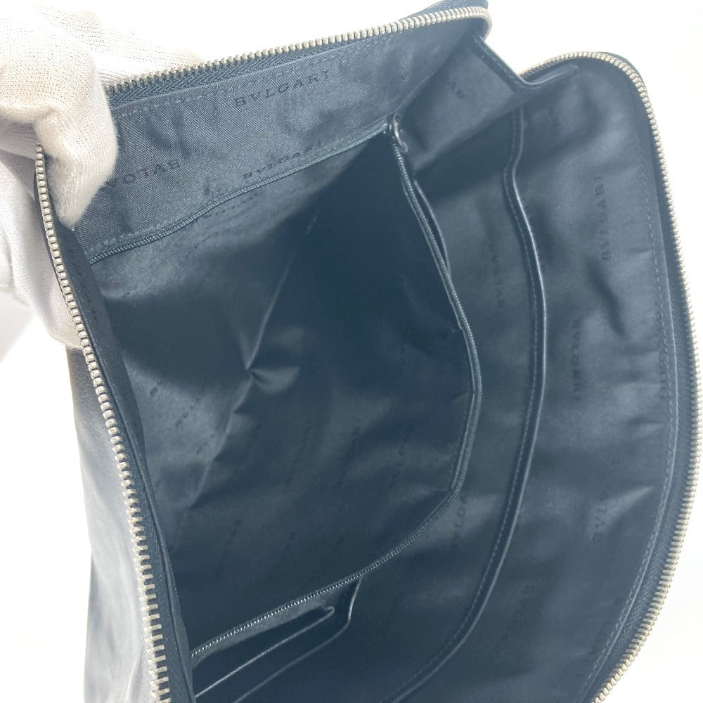 BVLGARI カバン ポーチ ロゴ ラウンドファスナー クラッチバッグ レザー メンズ ブラック - brandshop-reference