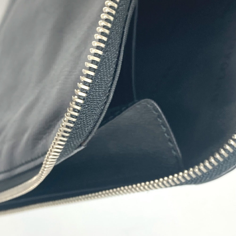 BVLGARI カバン ポーチ ロゴ ラウンドファスナー クラッチバッグ レザー メンズ ブラック - brandshop-reference