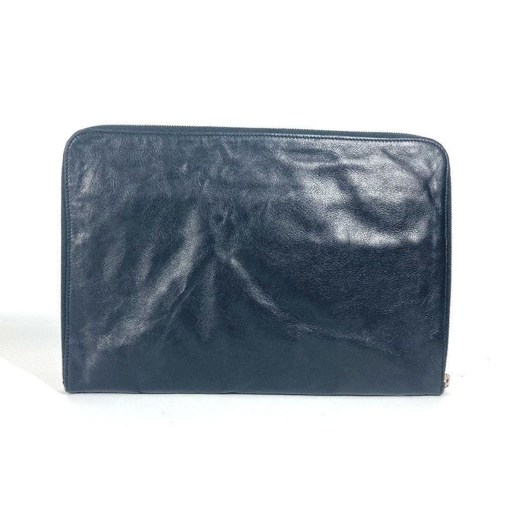 BVLGARI カバン ポーチ ロゴ ラウンドファスナー クラッチバッグ レザー メンズ ブラック - brandshop-reference