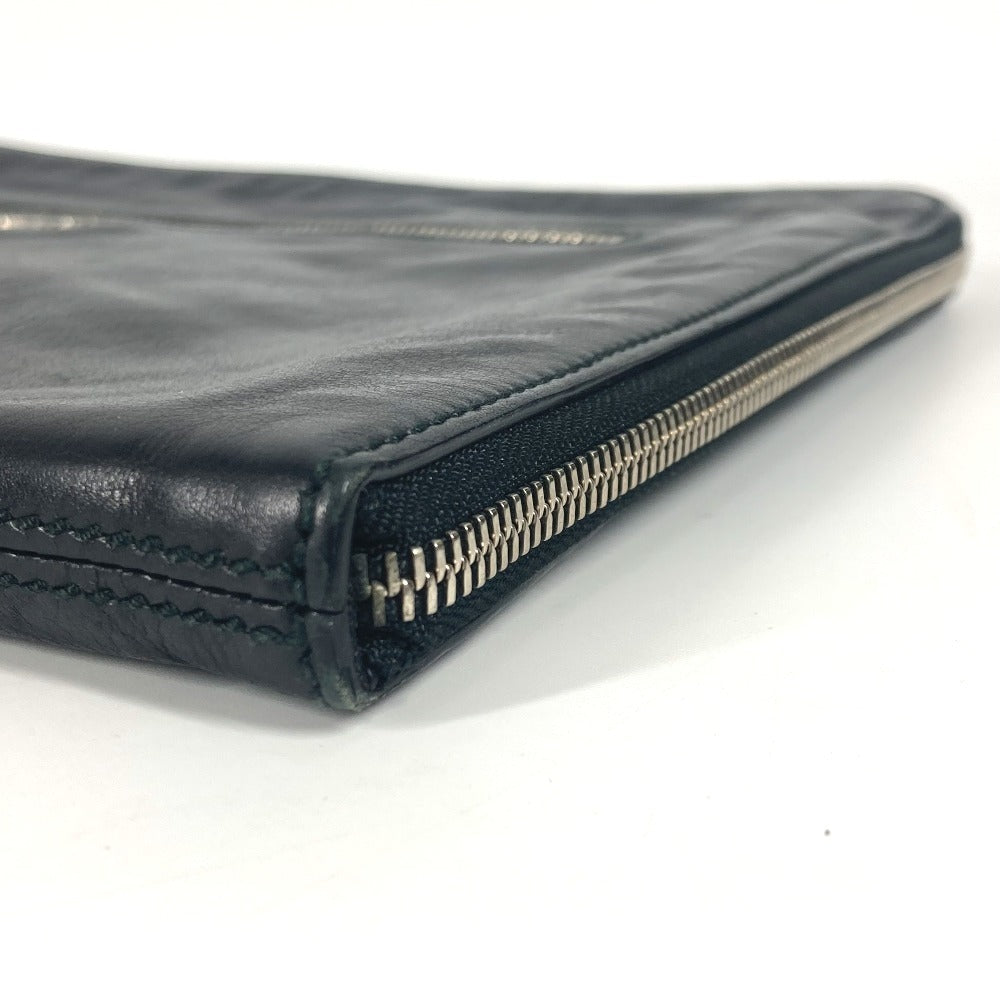 BVLGARI カバン ポーチ ロゴ ラウンドファスナー クラッチバッグ レザー メンズ ブラック - brandshop-reference