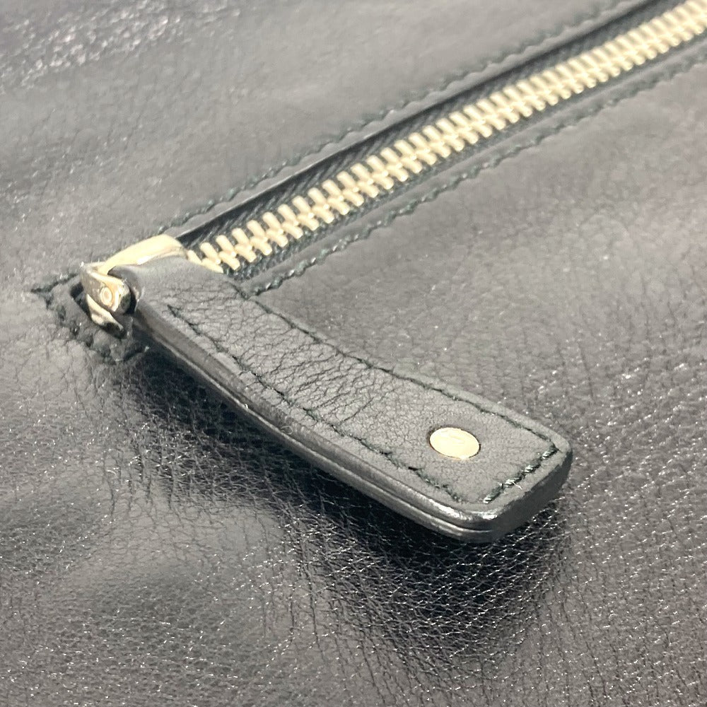 BVLGARI カバン ポーチ ロゴ ラウンドファスナー クラッチバッグ レザー メンズ ブラック - brandshop-reference