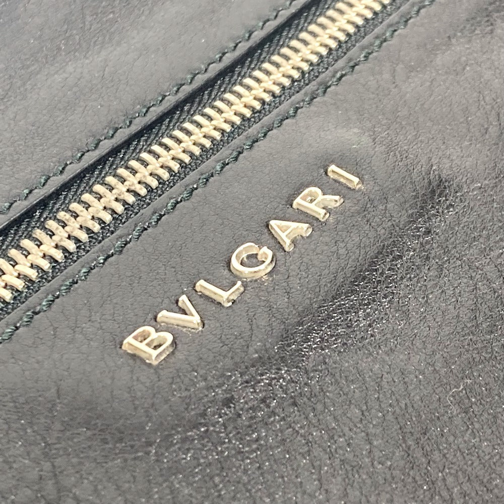 BVLGARI カバン ポーチ ロゴ ラウンドファスナー クラッチバッグ レザー メンズ ブラック - brandshop-reference