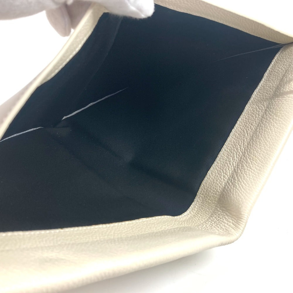 BVLGARI フラグメント fragment  ロゴ Wファスナー ポーチ カバン セカンドバッグ クラッチバッグ レザー メンズ ホワイト - brandshop-reference