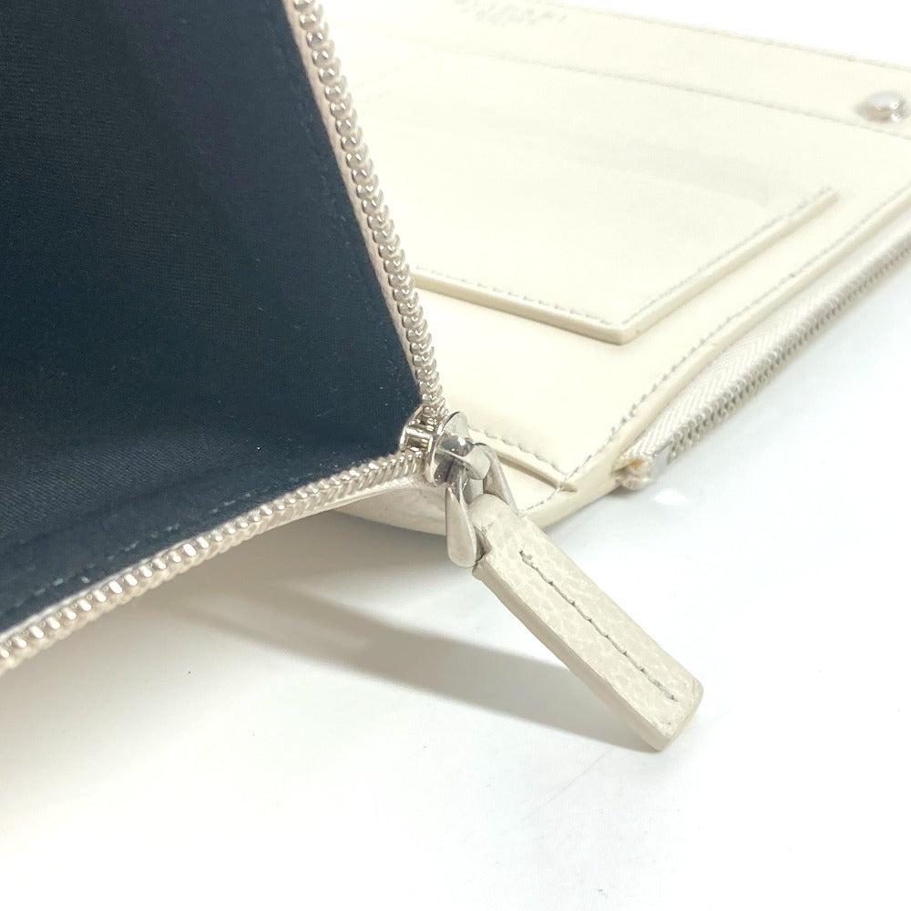BVLGARI フラグメント fragment  ロゴ Wファスナー ポーチ カバン セカンドバッグ クラッチバッグ レザー メンズ ホワイト - brandshop-reference