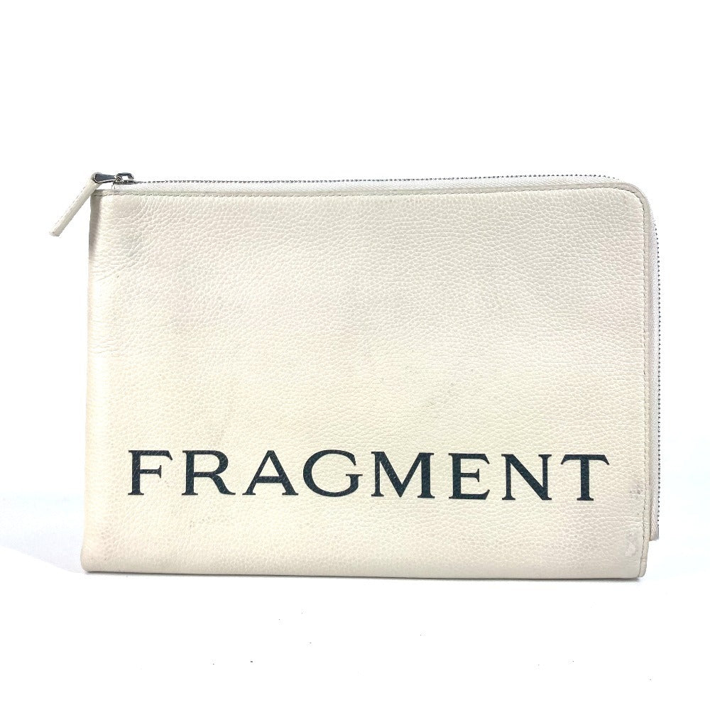 BVLGARI フラグメント fragment  ロゴ Wファスナー ポーチ カバン セカンドバッグ クラッチバッグ レザー メンズ ホワイト - brandshop-reference