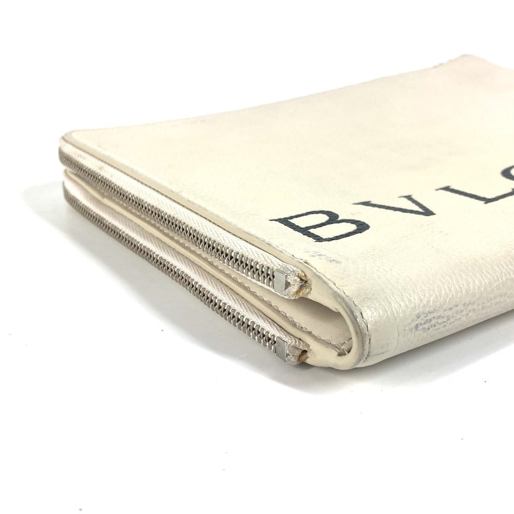 BVLGARI フラグメント fragment  ロゴ Wファスナー ポーチ カバン セカンドバッグ クラッチバッグ レザー メンズ ホワイト - brandshop-reference