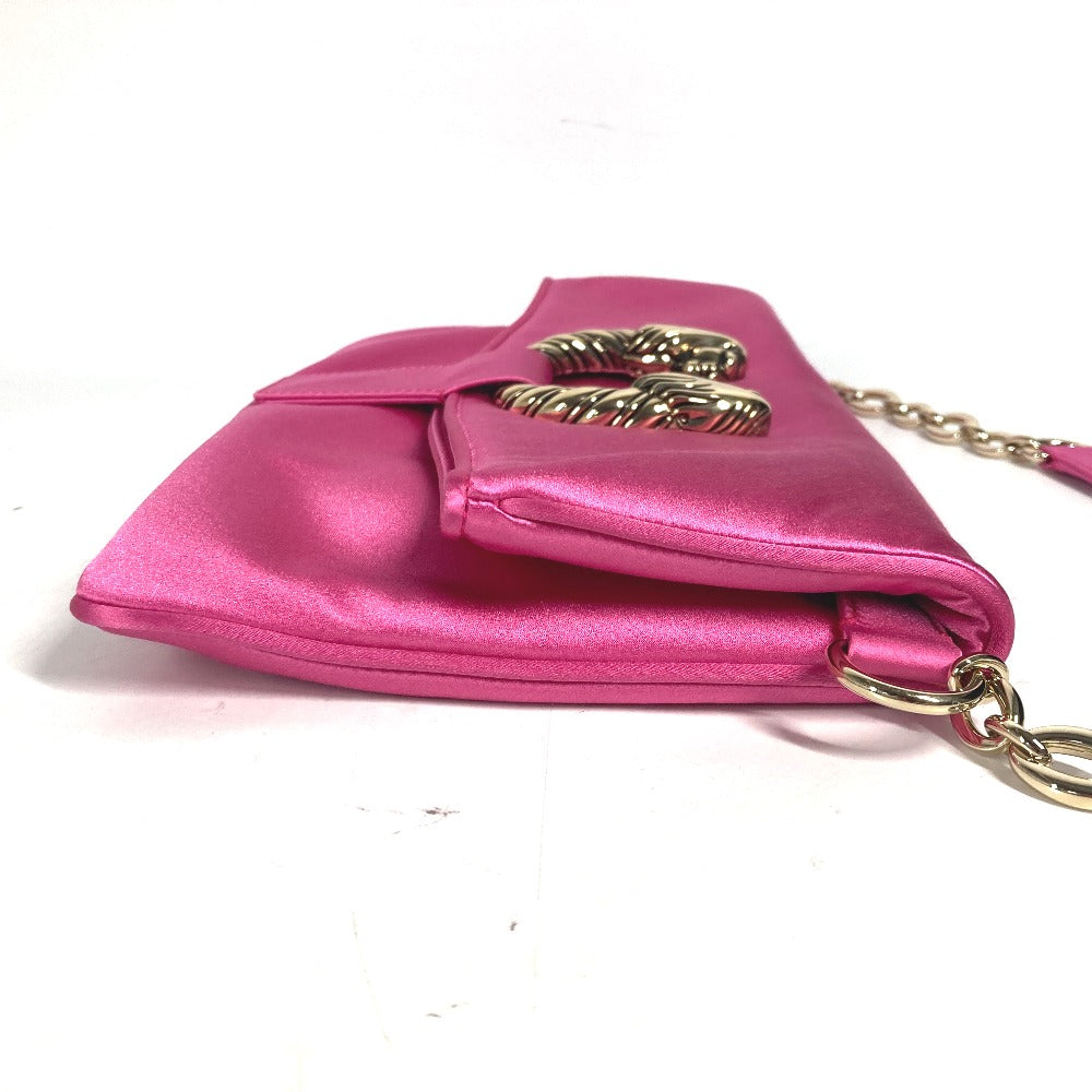 BVLGARI 2WAYバッグ クラッチバッグ レオーニ チェーンバッグ カバン フラップ 肩掛け パーティーバッグ ショルダーバッグ サテン レディース ピンク - brandshop-reference