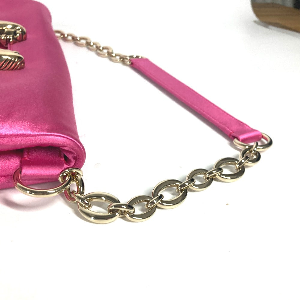 BVLGARI 2WAYバッグ クラッチバッグ レオーニ チェーンバッグ カバン フラップ 肩掛け パーティーバッグ ショルダーバッグ サテン レディース ピンク - brandshop-reference