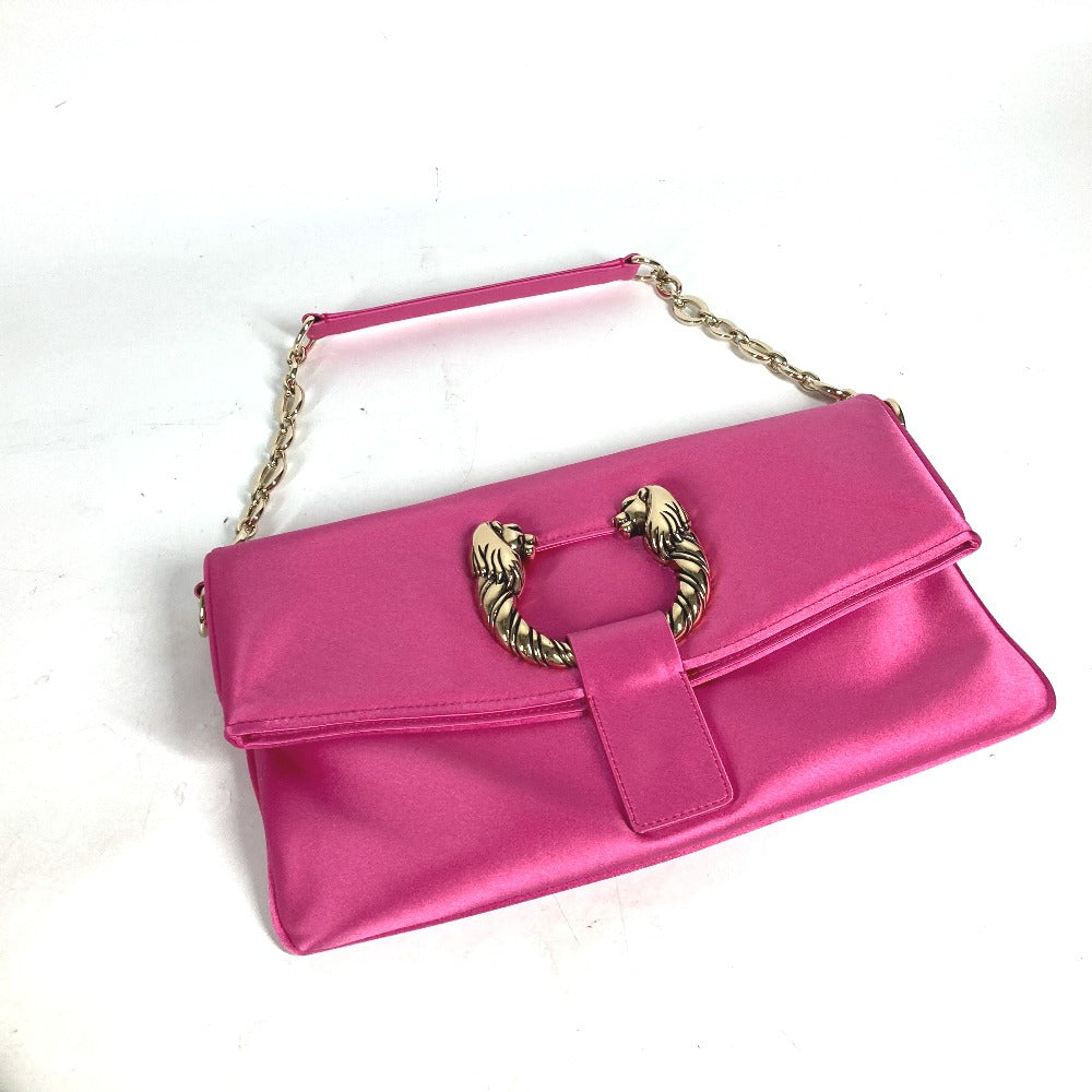 BVLGARI 2WAYバッグ クラッチバッグ レオーニ チェーンバッグ カバン フラップ 肩掛け パーティーバッグ ショルダーバッグ サテン レディース ピンク - brandshop-reference