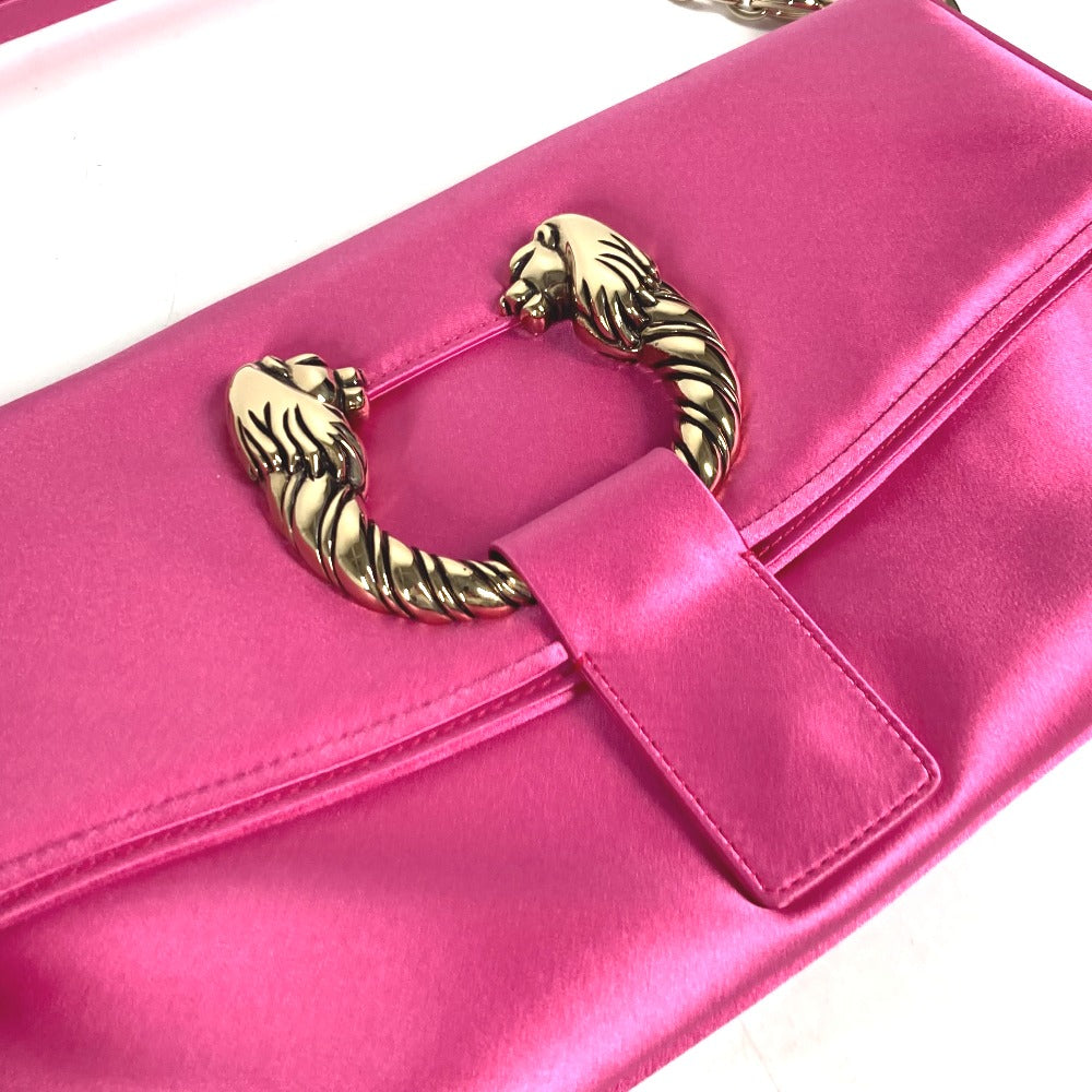 BVLGARI 2WAYバッグ クラッチバッグ レオーニ チェーンバッグ カバン フラップ 肩掛け パーティーバッグ ショルダーバッグ サテン レディース ピンク - brandshop-reference