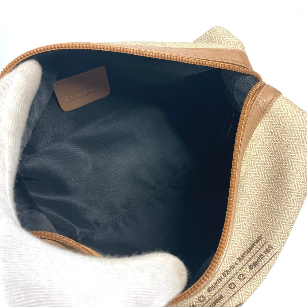 BVLGARI S.Bulgari ロゴ ポーチ セカンドバッグ レザー/PVC ユニセックス ベージュ - brandshop-reference