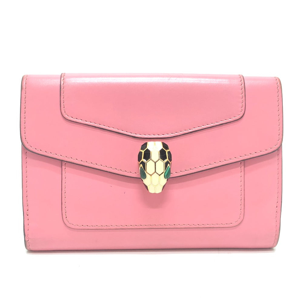 BVLGARI Serpenti Bi-fold wallet, leather accessories Folded wallet Leather pink Used