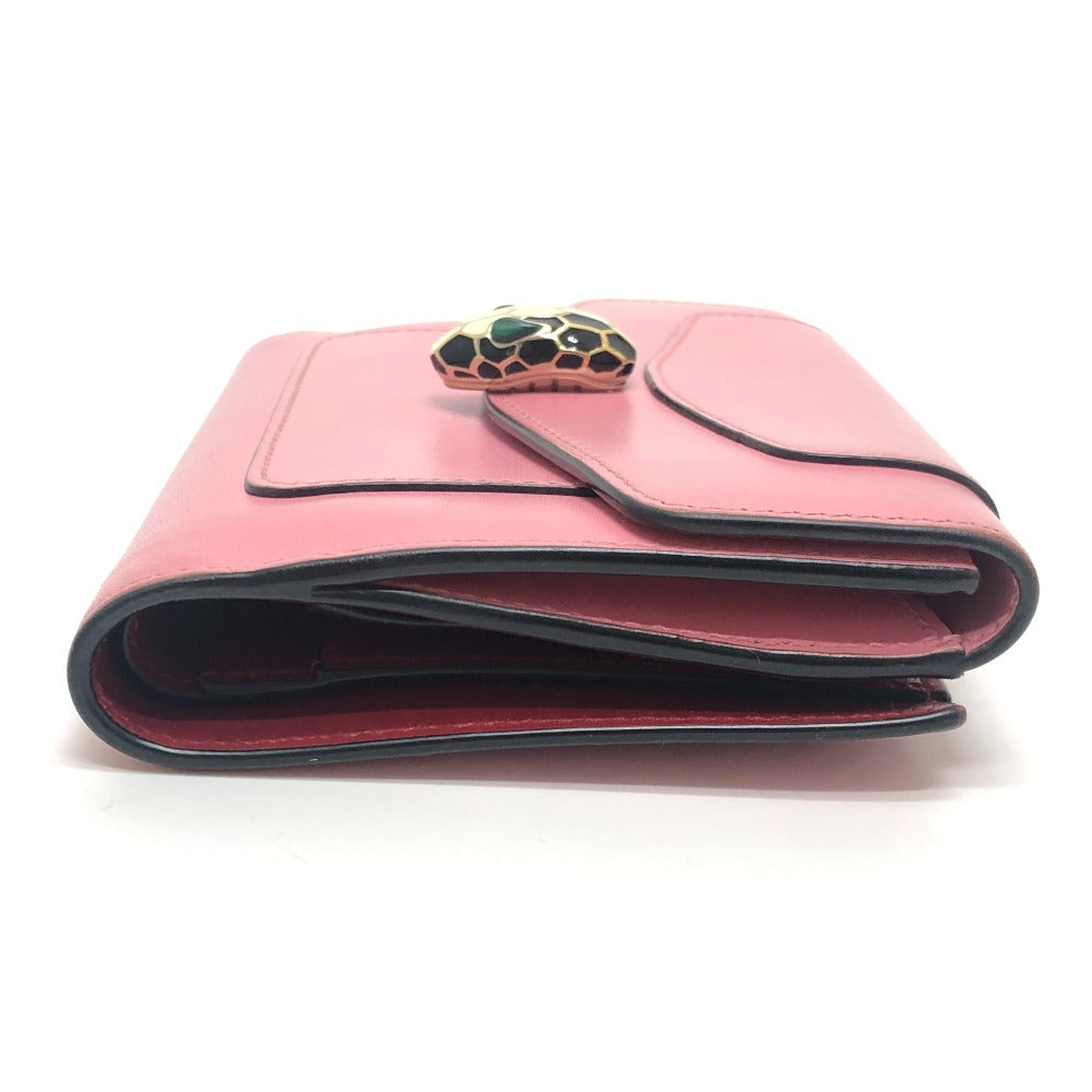 BVLGARI Serpenti Bi-fold wallet, leather accessories Folded wallet Leather pink Used