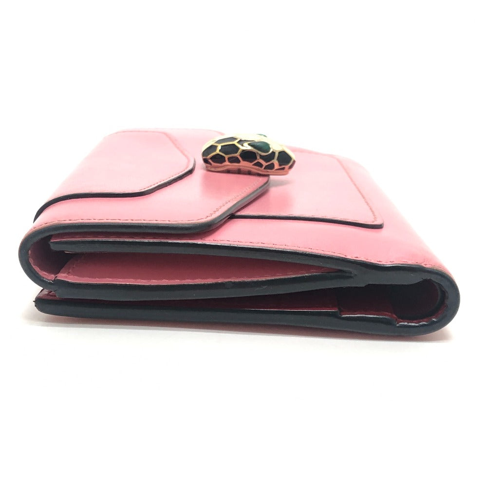 BVLGARI Serpenti Bi-fold wallet, leather accessories Folded wallet Leather pink Used