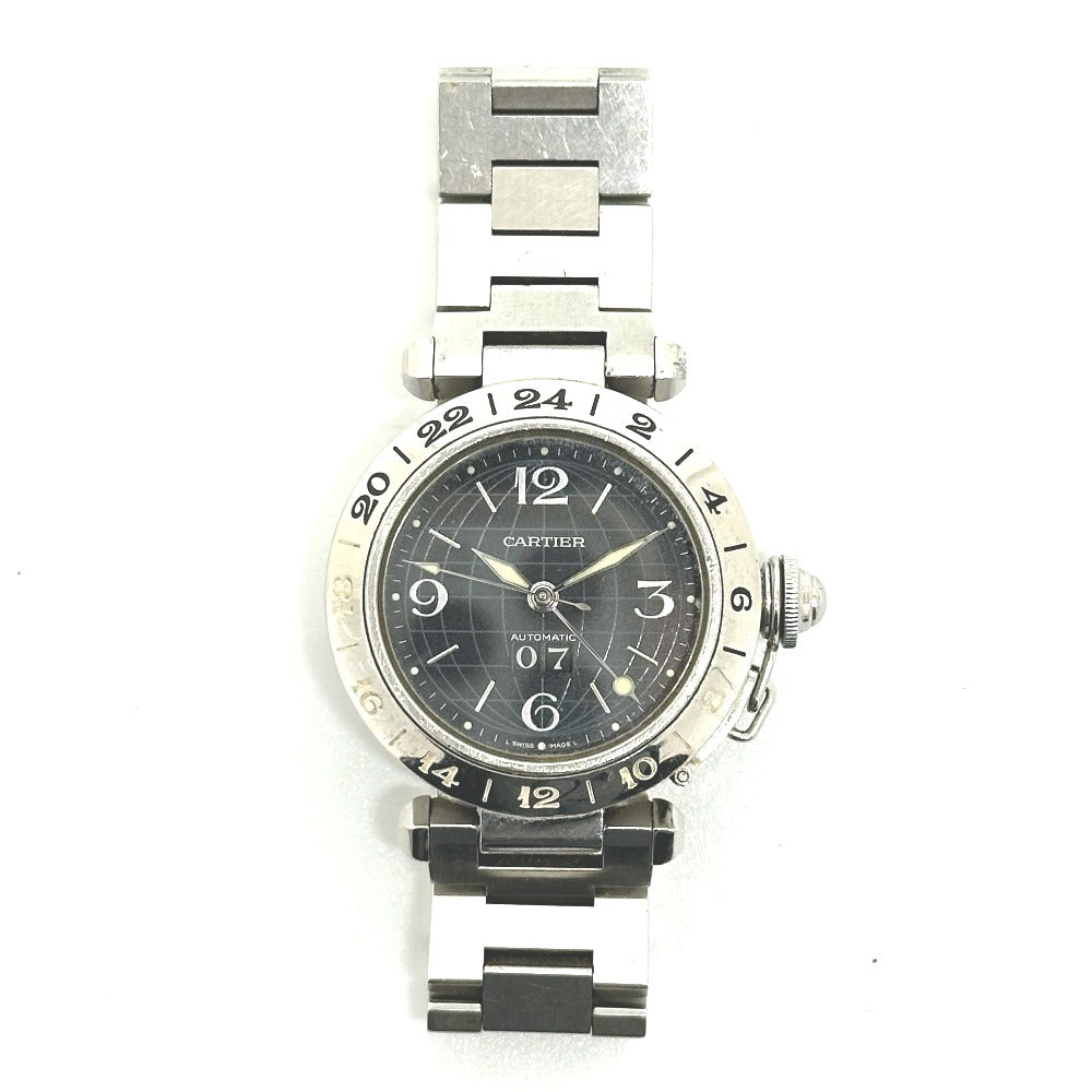 CARTIER W31049M7 パシャC メリディアン ビッグデイト 自動巻き 腕時計 SS レディース シルバー