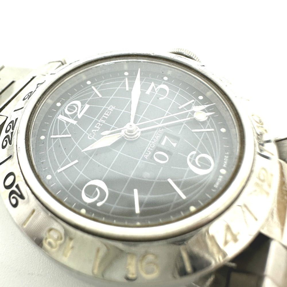 CARTIER W31049M7 パシャC メリディアン ビッグデイト 自動巻き 腕時計 SS レディース シルバー