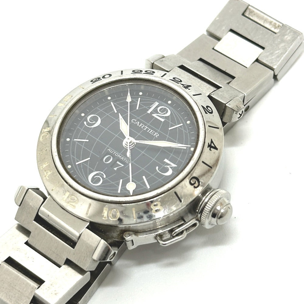 CARTIER W31049M7 パシャC メリディアン ビッグデイト 自動巻き 腕時計 SS レディース シルバー