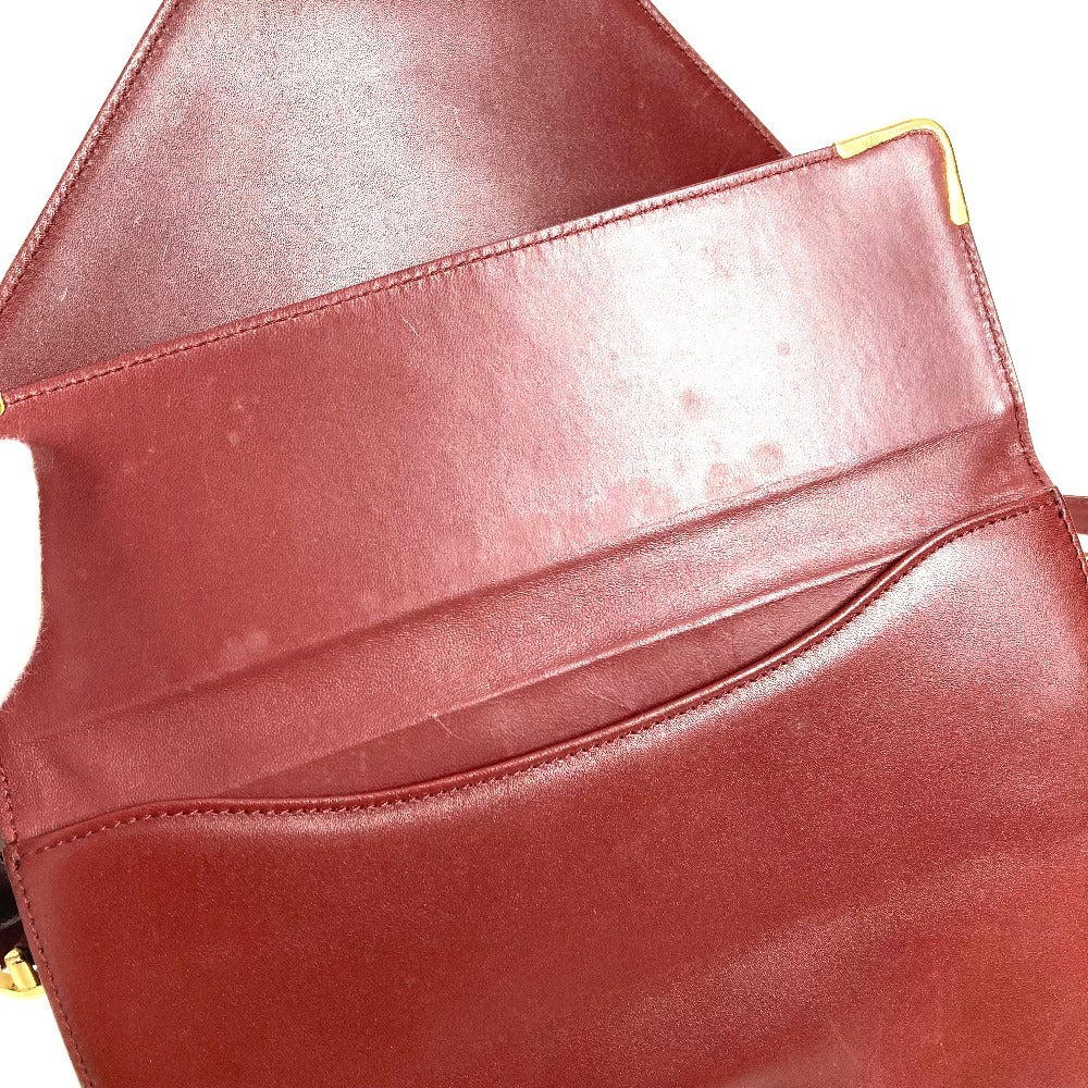 CARTIER ヴィンテージ マストライン ロゴ ショルダーバッグ レザー レディース ボルドー