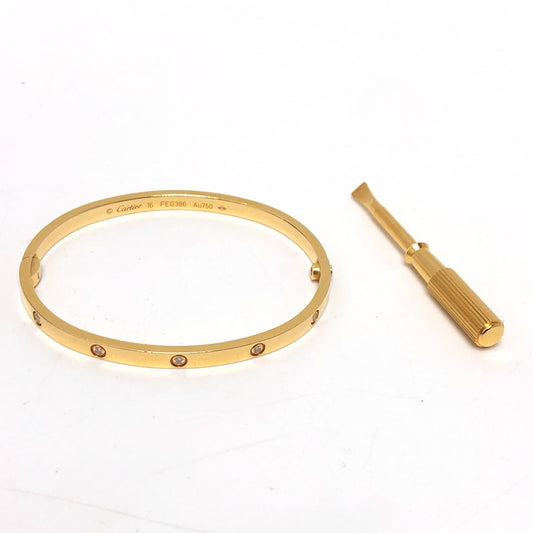 CARTIER New Love Bracelet Small, 10-Diamond Full Pave Bangle, Accessories, Jewelry, Bracelet, K18YG, Women's, Gold