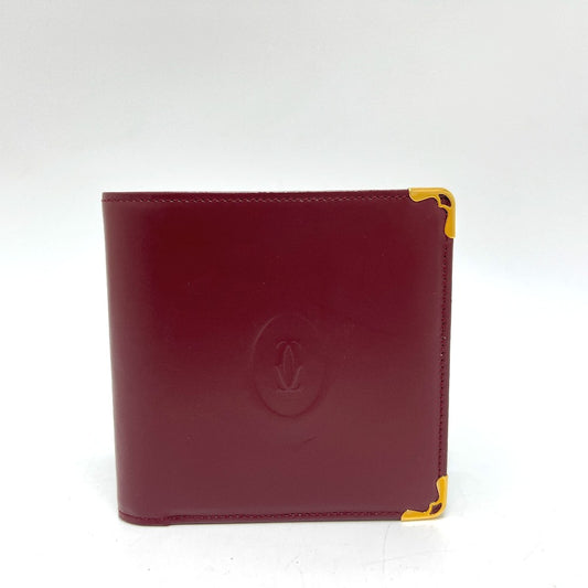 CARTIER Mustline Wallet Bifold Wallet Leather Women's Wine Red