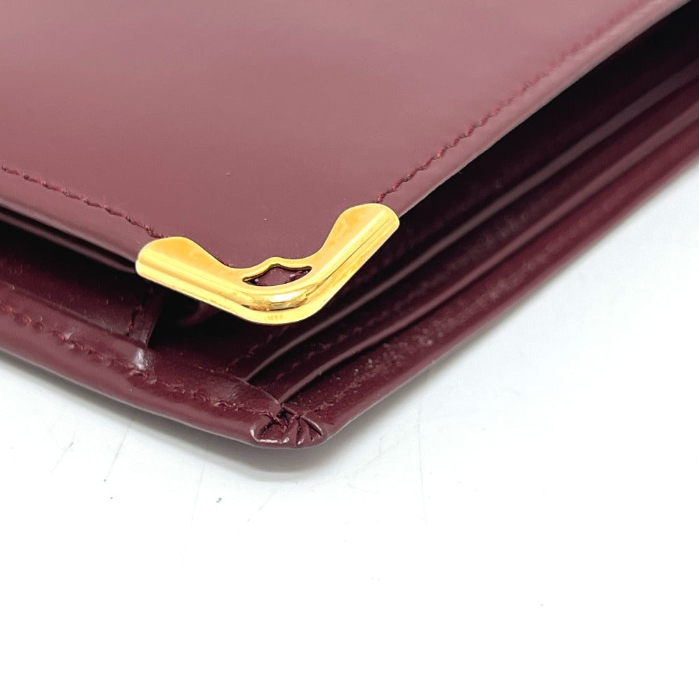 CARTIER Mustline Wallet Bifold Wallet Leather Women's Wine Red