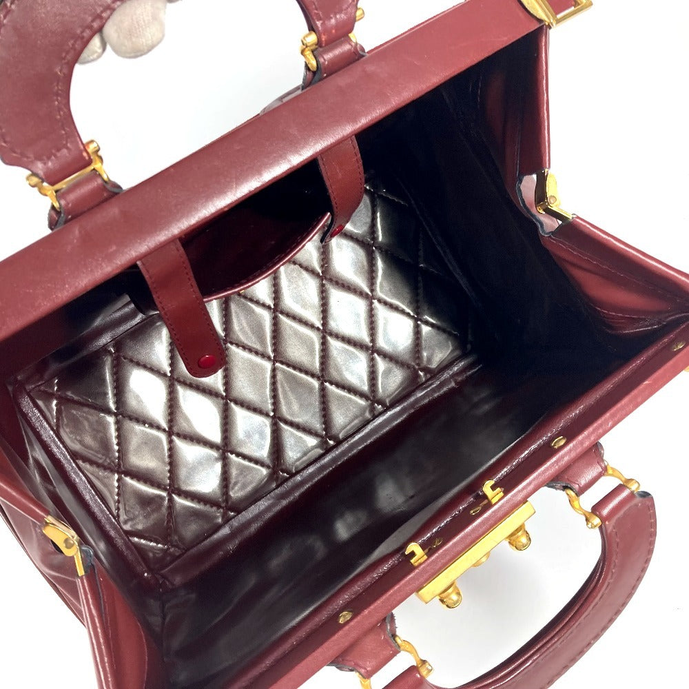 CARTIER マストライン 大 ドクターバッグ ボックス BOX　お医者さんバッグ ハンドバッグ レザー レディース ワインレッド - brandshop-reference