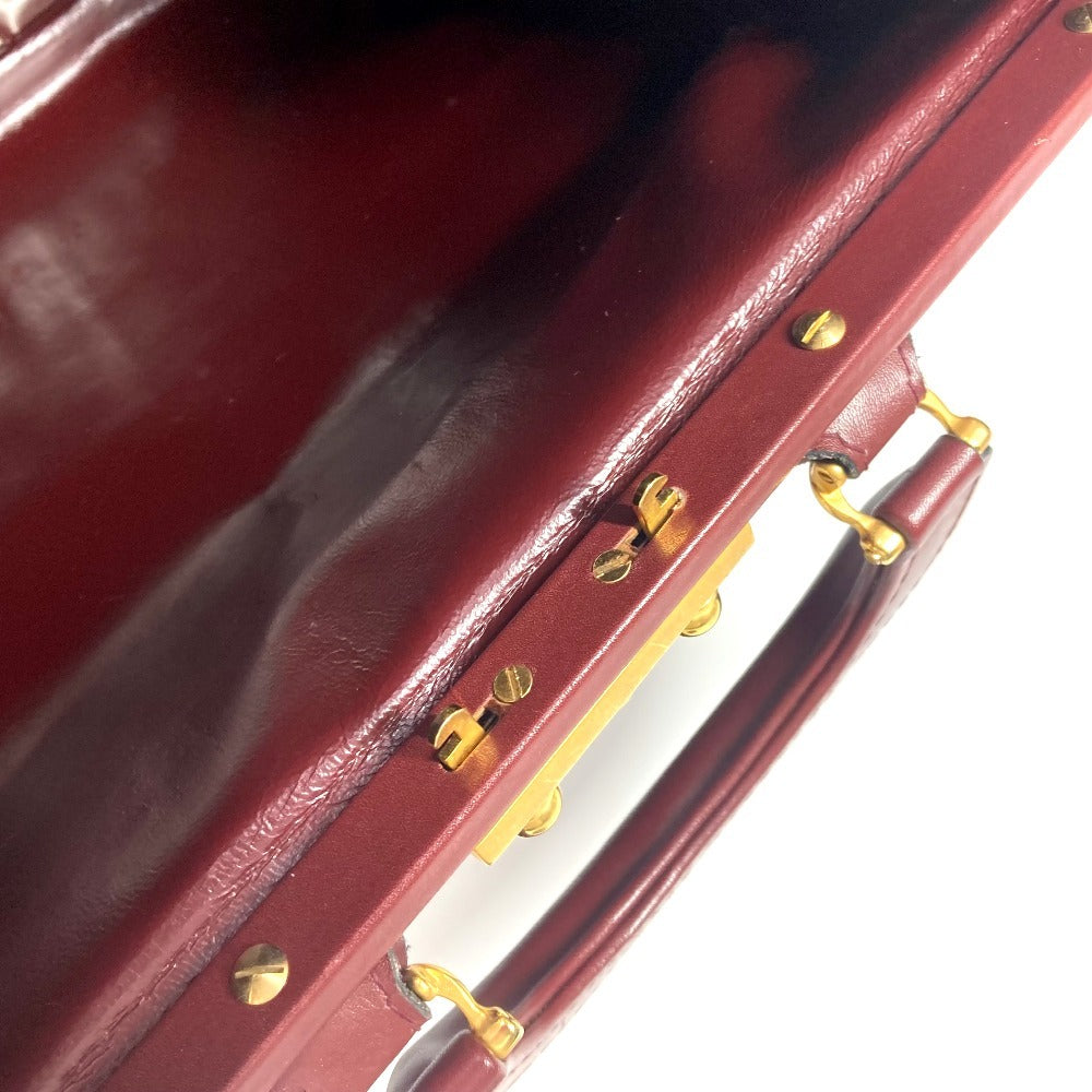 CARTIER マストライン 大 ドクターバッグ ボックス BOX　お医者さんバッグ ハンドバッグ レザー レディース ワインレッド - brandshop-reference