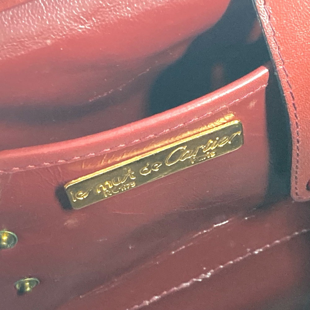 CARTIER マストライン 大 ドクターバッグ ボックス BOX　お医者さんバッグ ハンドバッグ レザー レディース ワインレッド - brandshop-reference