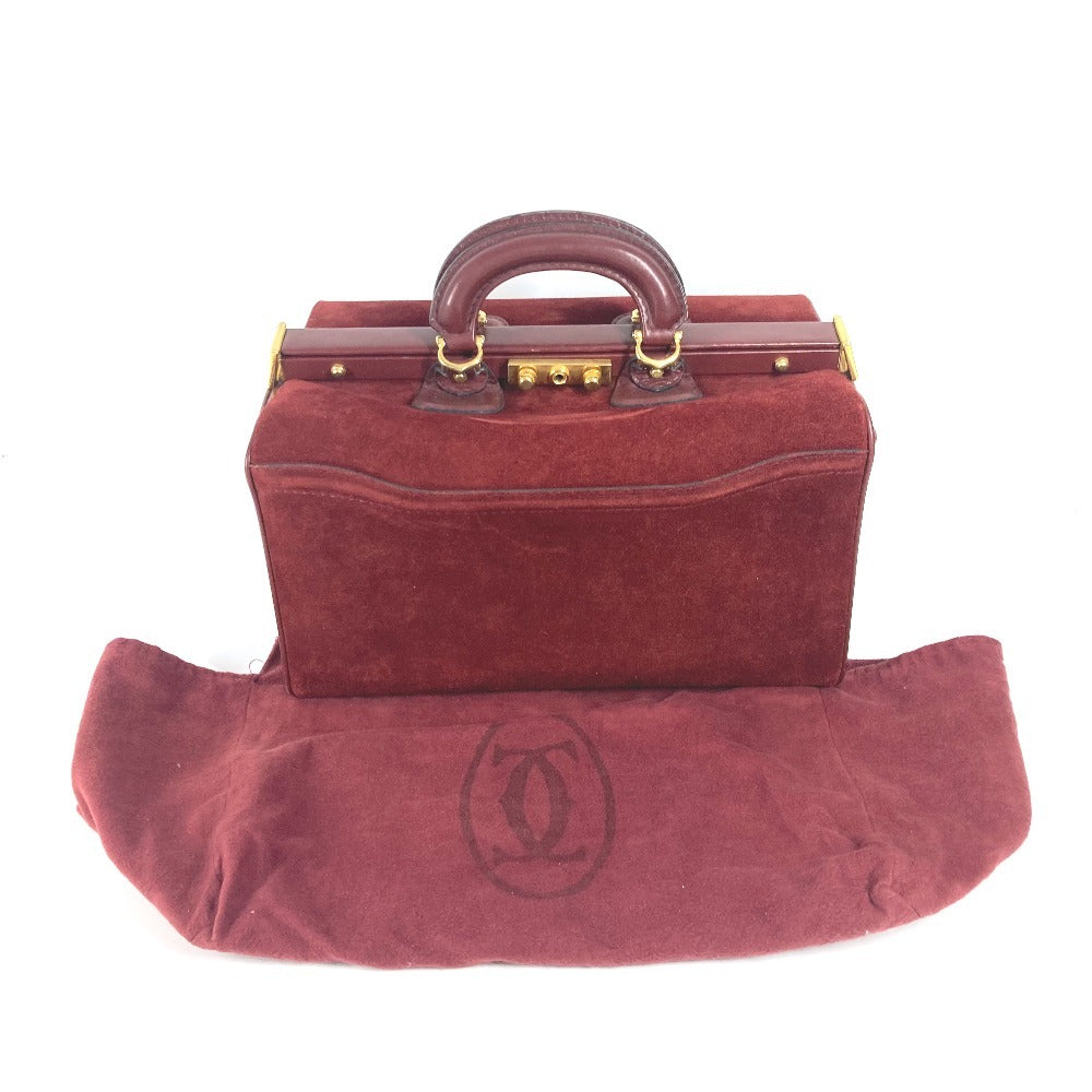 CARTIER マストライン 大 ドクターバッグ ボックス BOX　お医者さんバッグ ハンドバッグ レザー レディース ワインレッド - brandshop-reference