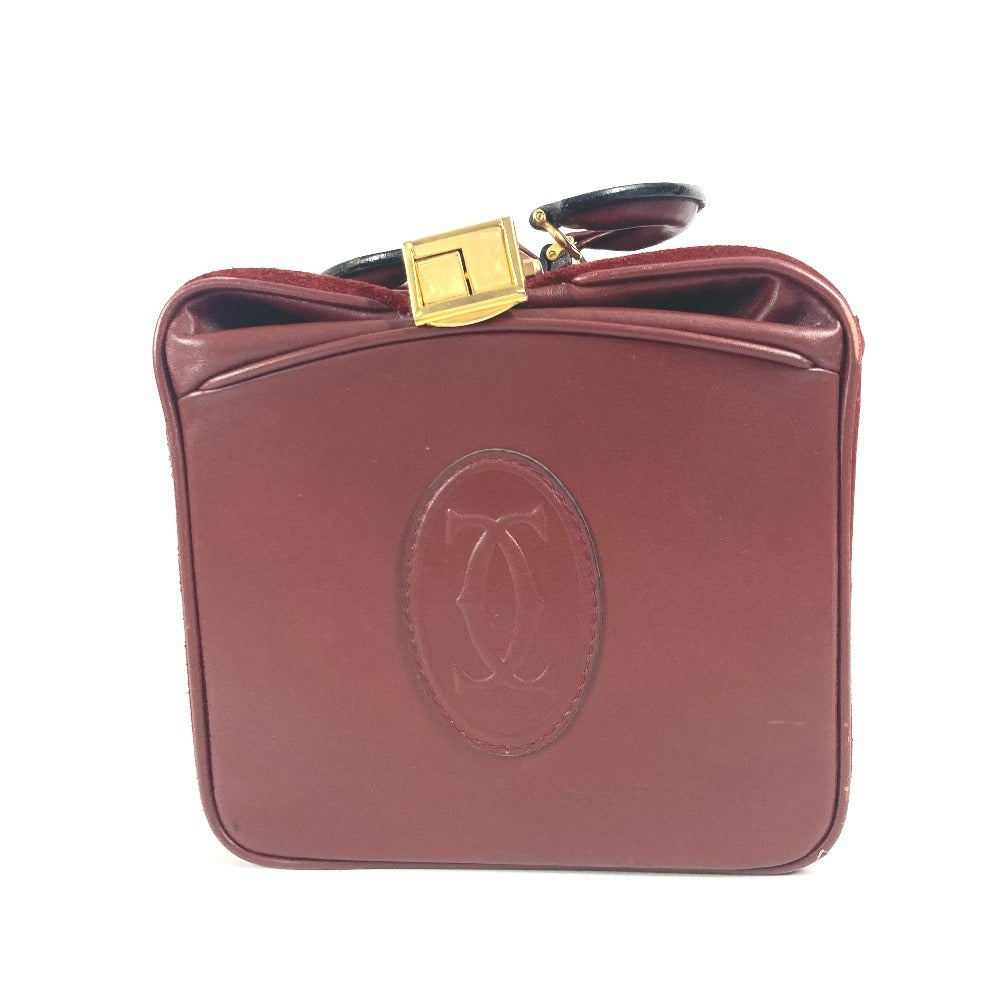CARTIER マストライン 大 ドクターバッグ ボックス BOX　お医者さんバッグ ハンドバッグ レザー レディース ワインレッド - brandshop-reference