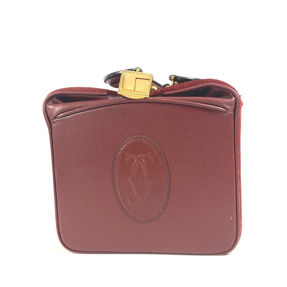 CARTIER マストライン 大 ドクターバッグ ボックス BOX　お医者さんバッグ ハンドバッグ レザー レディース ワインレッド - brandshop-reference