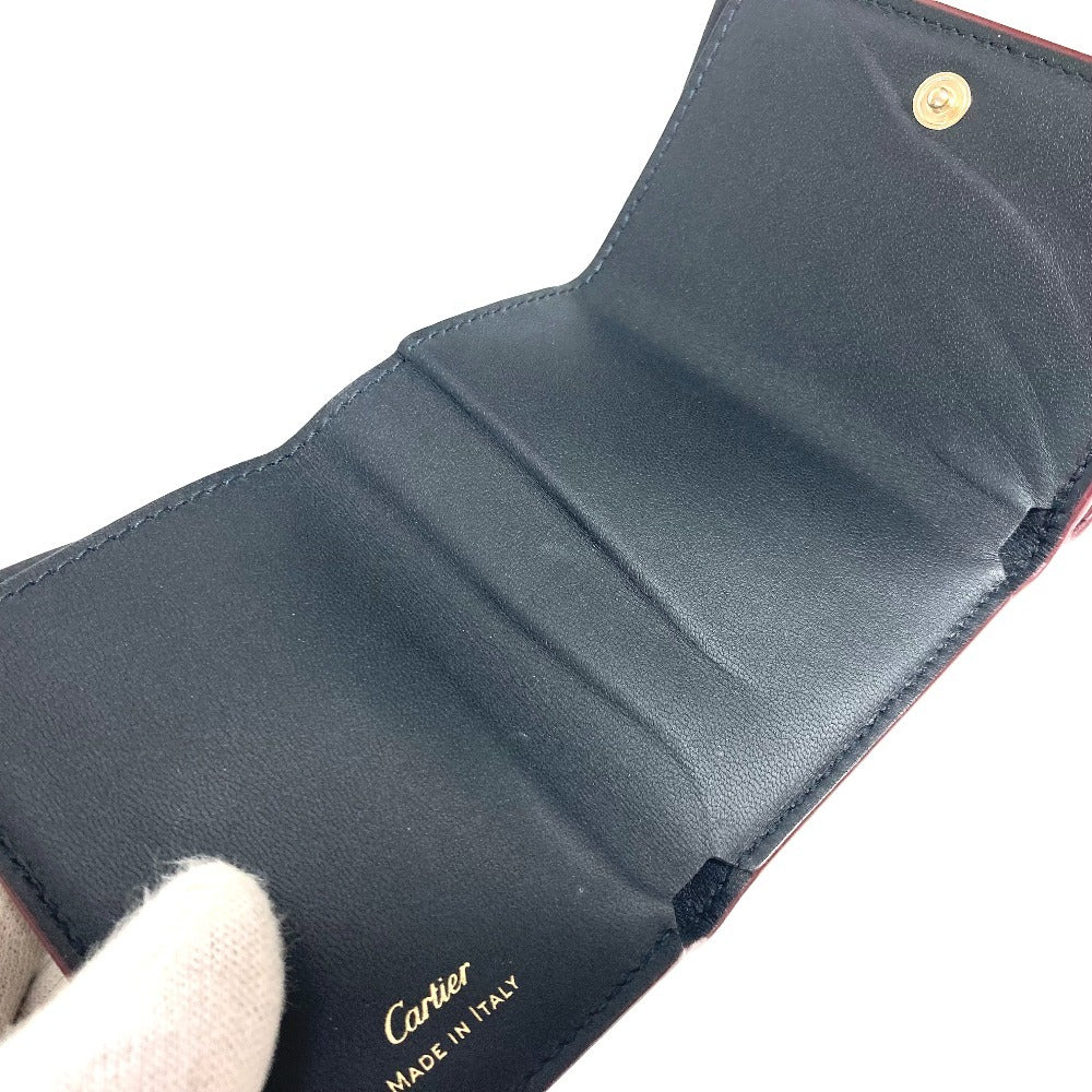 CARTIER Garland de Cartier Wallet Compact Wallet Trifold wallet Leather wine-red Used