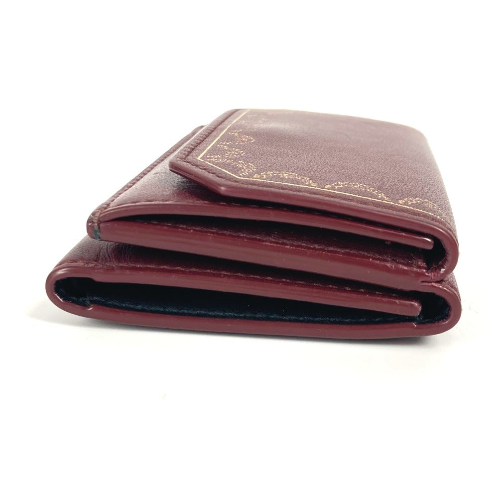 CARTIER Garland de Cartier Wallet Compact Wallet Trifold wallet Leather wine-red Used