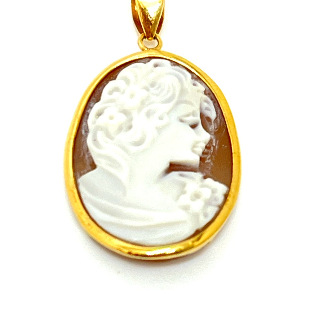 Jewelry K18 Cameo Accessory Necklace Top Profile Pendant Top K18 Women's Gold