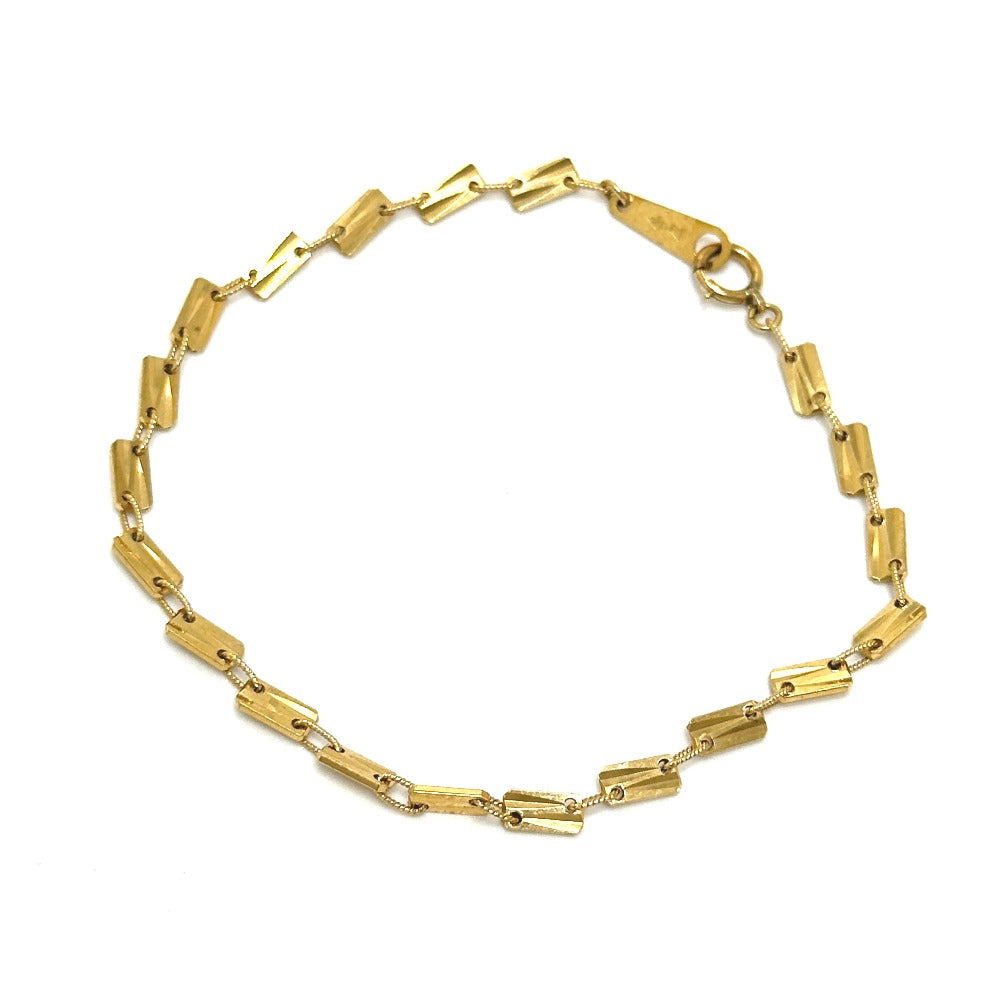 jewelry K18 金 18K K18YG プレート デザイン チェーンブレス アクセサリー ジュエリー ブレスレット K18 レディース ゴールド