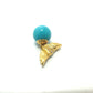 jewelry K18 金 18K K18YG フェザーモチーフ トルコ石 12mm D0.013ct アクセサリー ジュエリー ネックレス ペンダント ペンダントトップ K18 レディース ゴールド