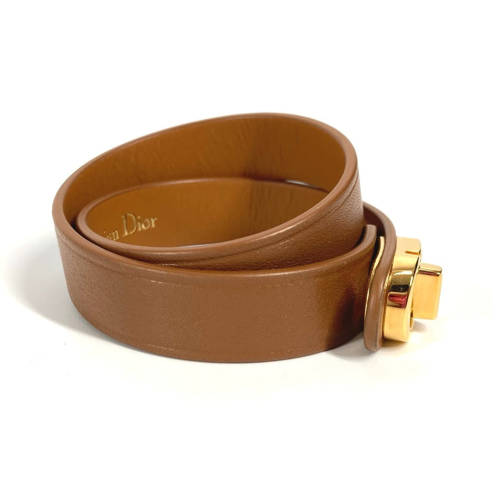 Dior CDロゴ 2重ブレスレット アクセサリー ブレスレット レザー レディース ブラウン