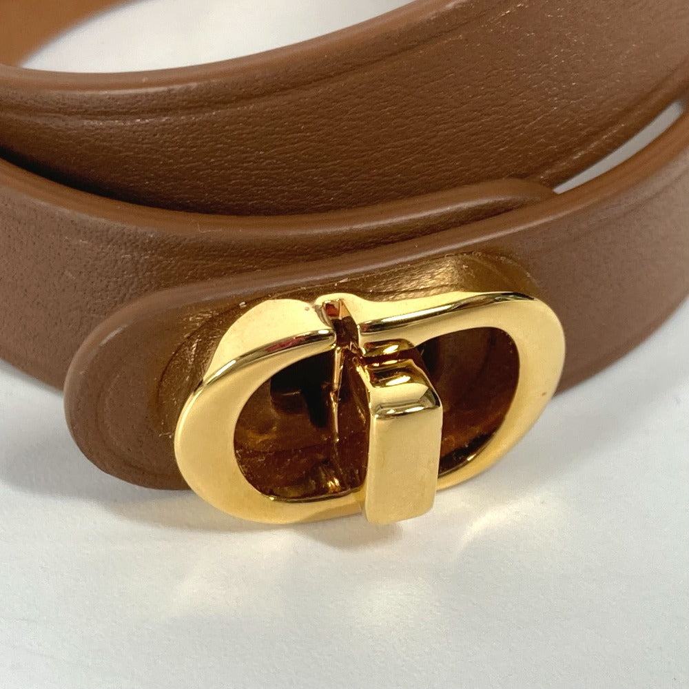 Dior CDロゴ 2重ブレスレット アクセサリー ブレスレット レザー レディース ブラウン