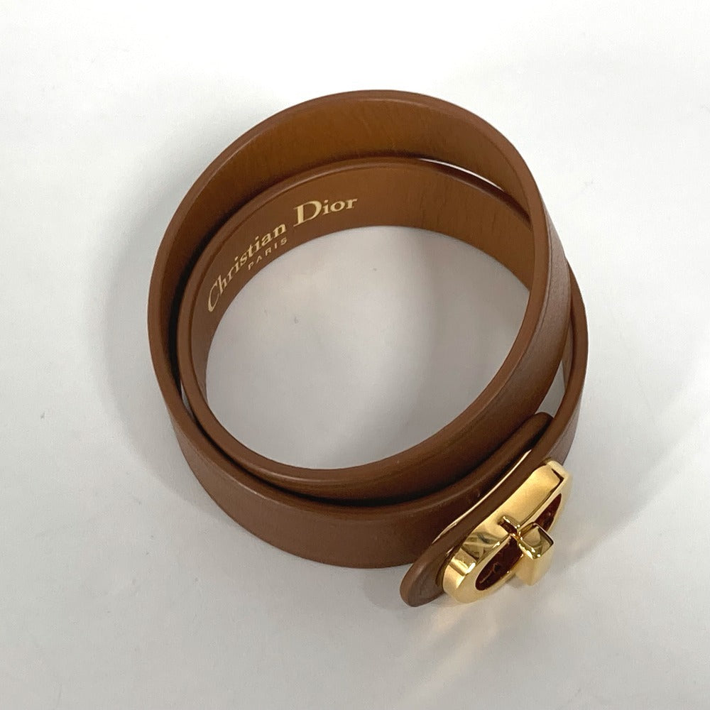 Dior CDロゴ 2重ブレスレット アクセサリー ブレスレット レザー レディース ブラウン