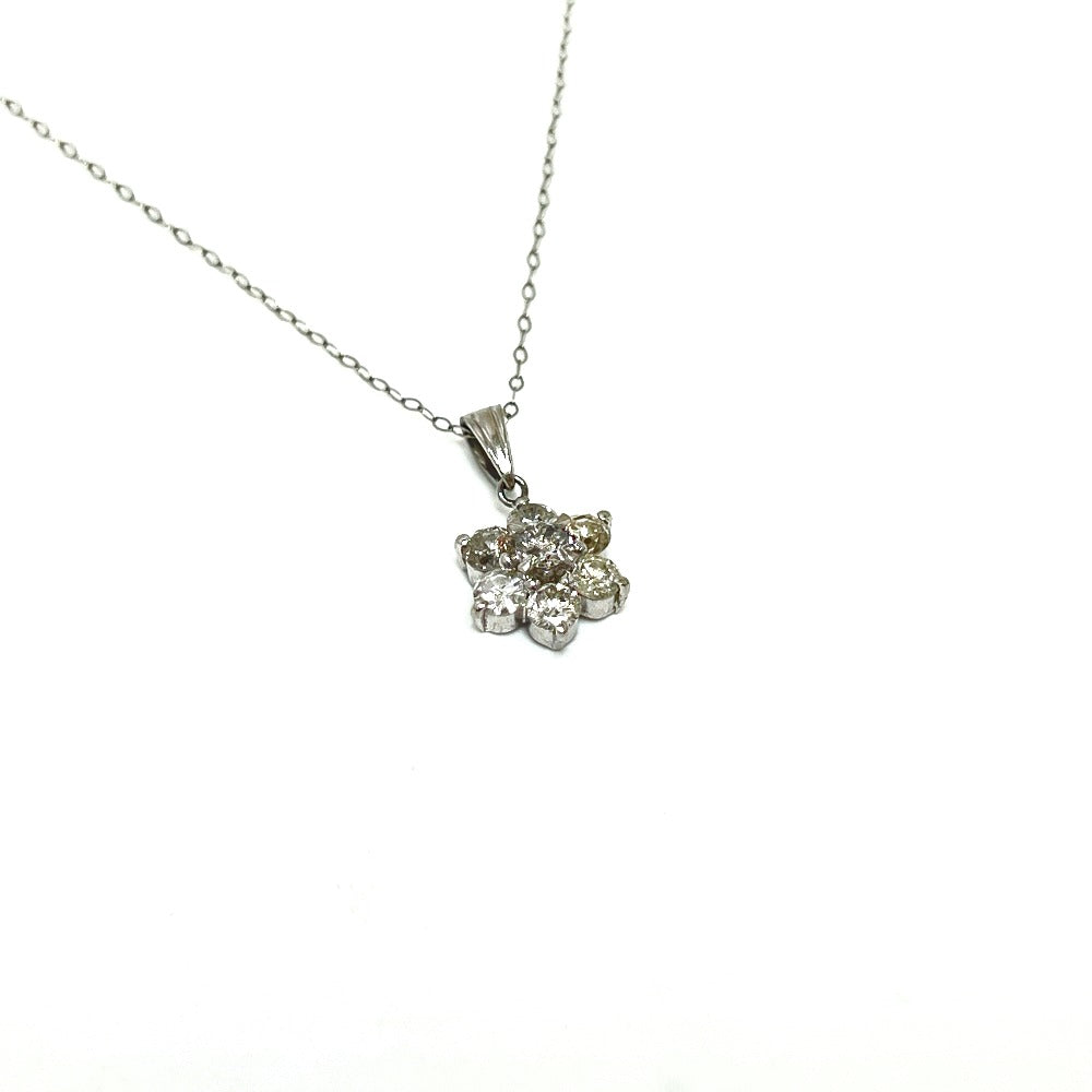 jewelry Pt850　1.03ct フラワーモチーフ アクセサリー ネックレス レディース シルバー - brandshop-reference