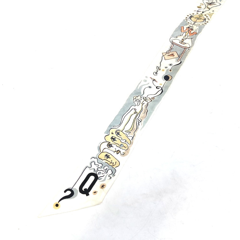Dior Initial Logo Q Mitza Bandeau Scarf Silk Women's White